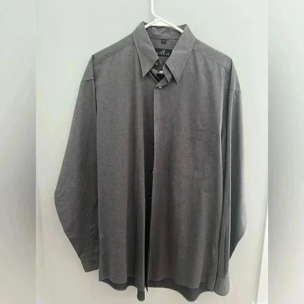 Large Grey Gillio long sleeve dress shirt